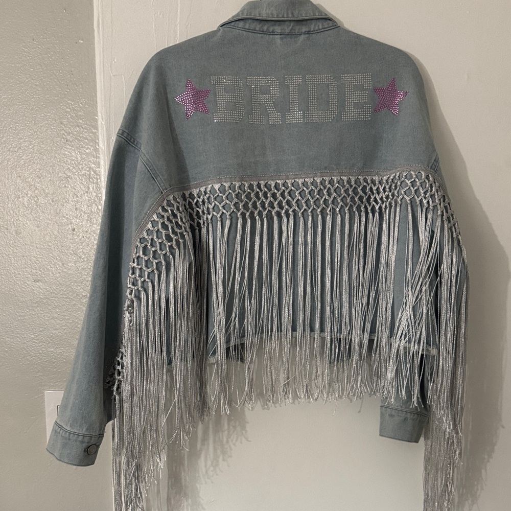 Peach Love California Light Blue Denim Bride Jacket